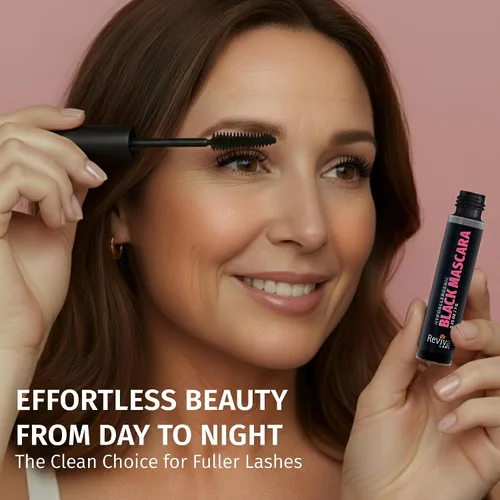 Vista 7 de Reviva Labs Máscara hipoalergénica negra para ojos sensibles y mujeres mayores, rímel suave, voluminizadora y alargadora para mujeres mayores de 50
