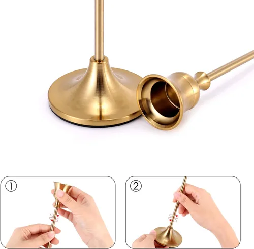 Vista 7 de Candelabros dorados – Juego de 3 portavelas de latón dorado para decoración de mesa, repisa, boda, comedor, fiesta (velas no incluidas)