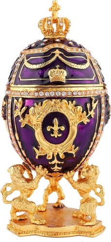 Vista 8 de QIFU Pintado a mano rosa grande Faberge huevo estilo esmalte baratija caja con bisagras, regalo único para la familia (QF2049)