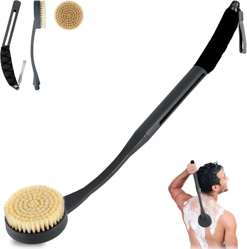Vista 10 de Depurador de espalda antideslizante para ducha, cepillo de baño desmontable de 21.7 pulgadas para ducha, exfoliante de espalda, exfoliación y salud