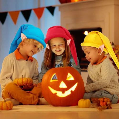 Vista 6 de Unittype Juego de 14 disfraces de enano de Halloween, 7 sombreros enanos de Navidad, gnomo, elfo, 7 orejas de elfo de hada, orejas puntiagudas falsas