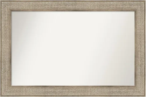 Vista 11 de Amanti Art Espejo de baño plateado para sobre fregadero, 26 x 26 pulgadas, espejo cuadrado de níquel pulido, marco de madera tradicional mediano, se