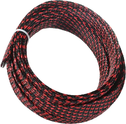 Vista 14 de Bettomshin 1 funda de organización de cables de 3.28 pies (3.3 ft), protector de cable PET negro y rojo, protector de cable PET de 0.98 pulgadas