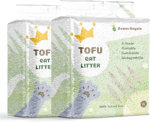 Vista 11 de Paquete de 2 arenas de tofu para gatos (6 L x 2), arena aglutinante para gatos, desechable, fibra de guisante, sin polvo, control de olor, bajo