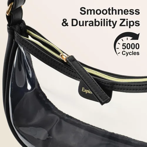 Vista 8 de Bolsa de hombro transparente PACKISM 9x6x3 - Bolsa transparente para eventos en estadios para mujeres con correa corta, perfecta para eventos
