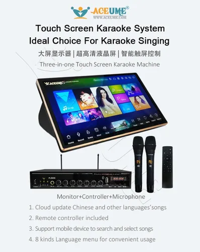 Vista 2 de 4TB HDD 80K Chino Inglés Vienamés Cantonés Taiwanés DVD Canciones 19" Pantalla táctil Reproductor de karaoke Máquina Jukebox Seleccionar canciones a