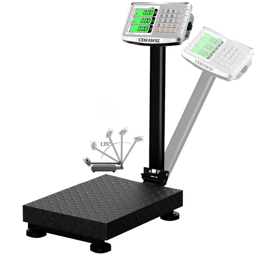 Vista 8 de Báscula de plataforma industrial de 660 libras con barandilla extraíble Balanza digital de piso para pesaje de equipaje, postal, envío y correo