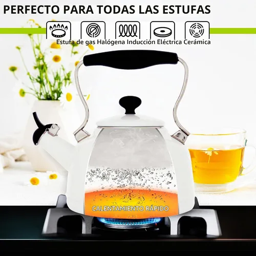 Vista 6 de Chantal Hervidor de té silbante Oolong esmaltado en acero de 1.8 cuartos (Talavera)