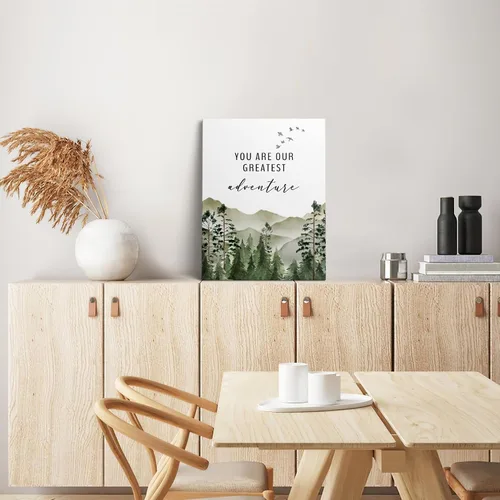 Vista 4 de XWELLDAN You are Our Greatest Adventure Woodland Nursery - Lienzo decorativo para pared, diseño de acuarela de bosque y montaña, decoración de pared