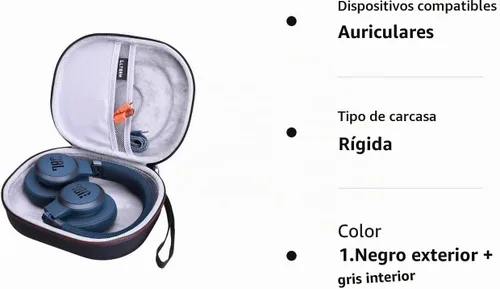 Vista 9 de Funda para auriculares JBL Tune 780NC/770NC/530BT/730BT/720BT/670NC 1. Exterior negro + gris