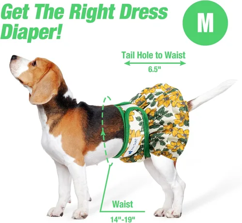 Vista 4 de Pet Soft Pañales para Perras Hembras – Paquete de 3 pañales lavables estilo vestido para perras hembras en celo – Bragas Reutilizables para Período