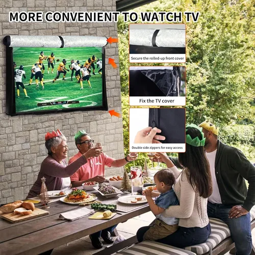 Vista 6 de Funda para TV al aire libre para invierno de 41-43 pulgadas - Forro resistente a los arañazos de fieltro, protector de pantalla de TV Oxford 600D