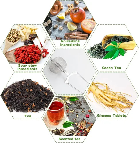 Vista 5 de Yinder 36 unidades de infusor de té a presión coladores más empinados para soporte de filtro de té suelto, pinzas y pinzas de metal más empinado