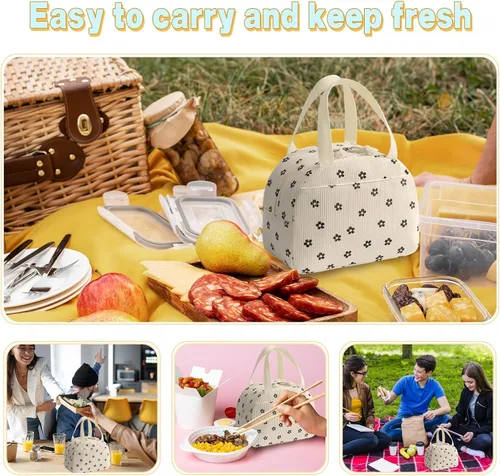 Vista 6 de Lonchera portátil para mujer, tamaño mediano de 10 x 7.5 x 5.5 pulgadas, mantiene la comida fresca durante más de 5 horas, fácil de limpiar, ideal