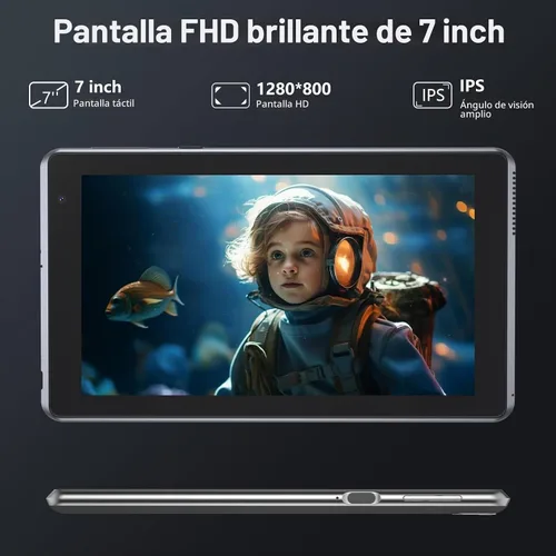 Vista 4 de Tablet de 7 pulgadas, Tablet Android con, 2GB+32GB+1TB (Expandible), Quad-Core, BT, Wi-Fi, Educativa, Música, Cámara Dual
