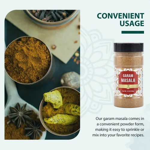Vista 8 de Soeos Garam Masala, 3.2 oz (90 g), especias en polvo Garam Masala, todo natural, vegano, sin colores, Kosher, mezcla india de 8 especias, condimento