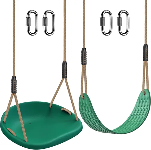 Vista 22 de BeneLabel Asiento de columpio resistente con cuerda ajustable, asientos de columpio de plástico para niños, asiento de columpio negro de repuesto 1