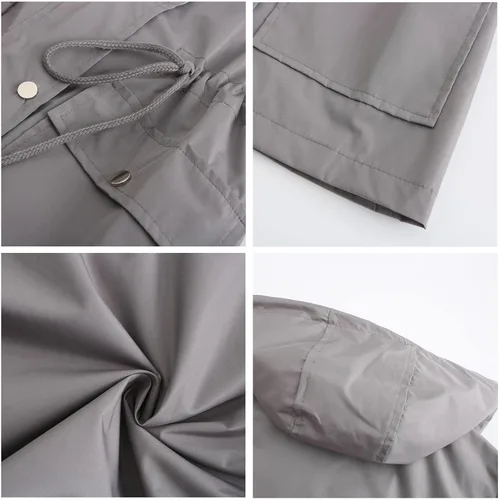 Vista 5 de Chaqueta impermeable para mujer, cálida y plegable, con capucha, forro polar, resistente al viento, para campamento, senderismo
