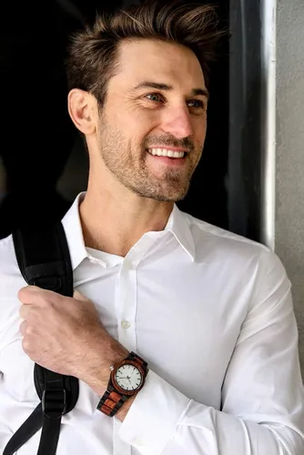 Vista 6 de Wilds Relojes de madera para hombre con visualización de fecha colección minimalista analógicos de madera con movimiento de cuarzo japonés de alta
