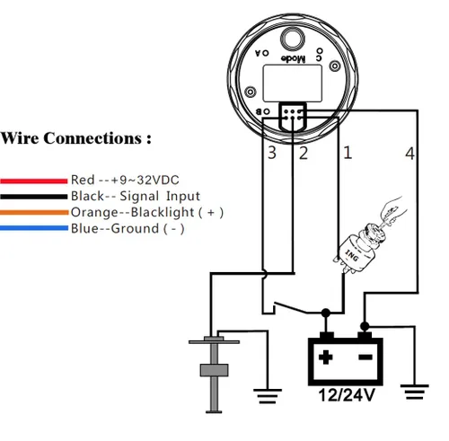 Vista 7 de SAMDO Medidor de Nivel de Combustible Digital Universal Universal Señal Ajustable de 7 Colores de Retroiluminación de 52mm 12V/24V 0-190ohm