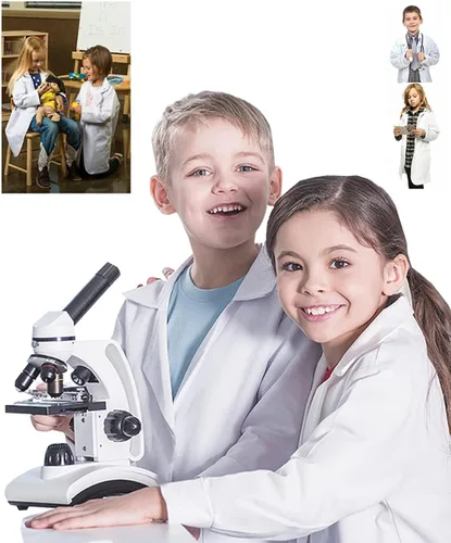 Vista 3 de Bata de Laboratorio para Niños Científico Doctor Disfraz Divertido Edades 2-10