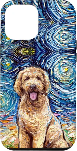 Vista 26 de Cute Goldendoodle Starry Night Doodle Dog Art by Aja Case for iPhone 17
