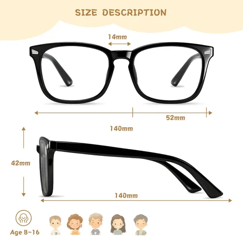Vista 4 de Gafas de luz azul para niños y niñas, paquete de 2 lentes de luz azul para adolescentes y niños, anteojos falsos, anteojos para niños pequeños, de 6