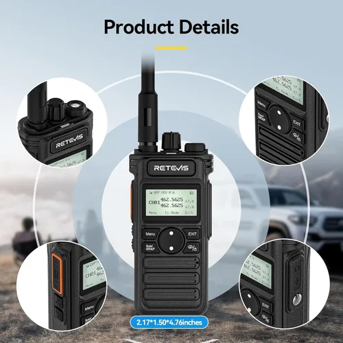 Vista 8 de Retevis RT86S (2ª generación RT86) Radio bidireccional de largo alcance, radio de emergencia, Walkie Talkie NOAA, alta potencia, radio GMRS duradera