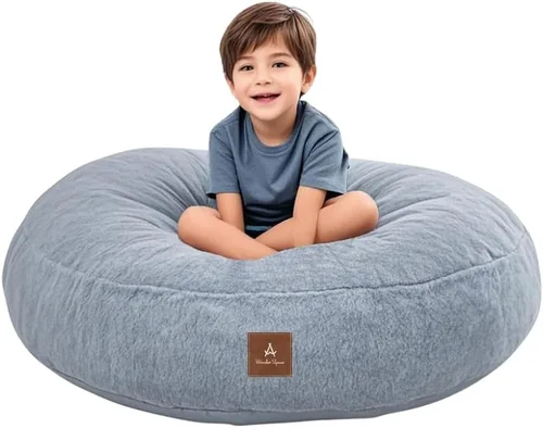 Vista 7 de Silla de Puf Wonder Space – Relleno de Espuma Suave Funda Desmontable y Lavable Tela Ultrasuave de Felpa - Cojín de Piso Minimalista para Niños