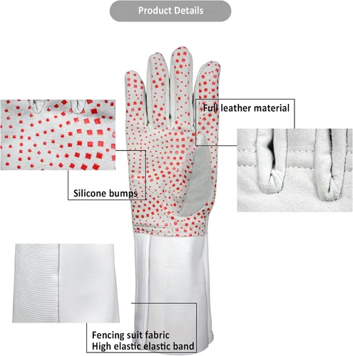 Vista 6 de Guante de esgrima lavable profesional con partículas antideslizantes de silicona, guantes de esgrima para espada y sable
