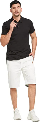Vista 45 de JustSun Pantalones cortos para hombre, estilo casual, de algodón, con cintura elástica y bolsillos Negro