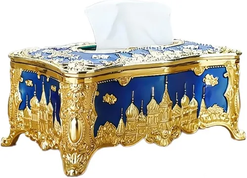 Vista 8 de Soporte para cubierta de pañuelos, castillo creativo en relieve y diamantes de imitación rectangular de acrílico para caja de pañuelos