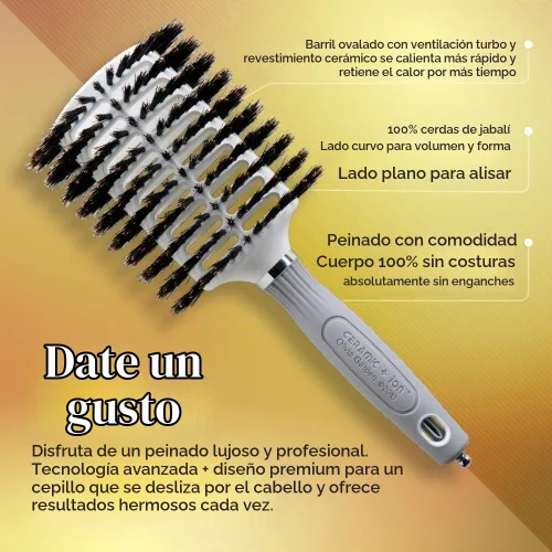 Vista 3 de Olivia Garden Cerámica y Ion Turbo Vent 100% cerdas de jabalí cepillo redondo para el pelo