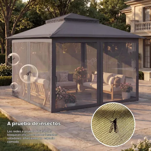 Vista 5 de LAUSAINT HOME Tienda de campaña con toldo desplegable de 11 x 11 pulgadas con mosquitera, color gris