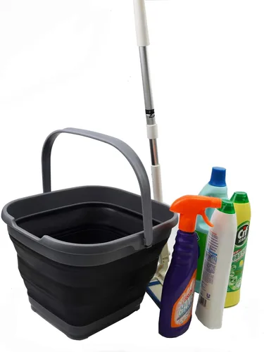 Vista 6 de SAMMART Cesta rectangular plegable de 10 litros (2.6 galones) (gris/negro (juego de 2))