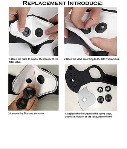 Vista 4 de Piezas de repuesto originales, filtros de carbón activado 30 por paquete, adecuados para la mayoría de filtros de cubierta facial de bicicleta