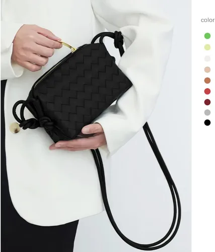 Vista 2 de UPSONG Bolsos cruzados tejidos para mujer, bolsos ligeros de cuero a la moda, bolso de hombro, bolso para teléfono, bolso de mensajero para mujer