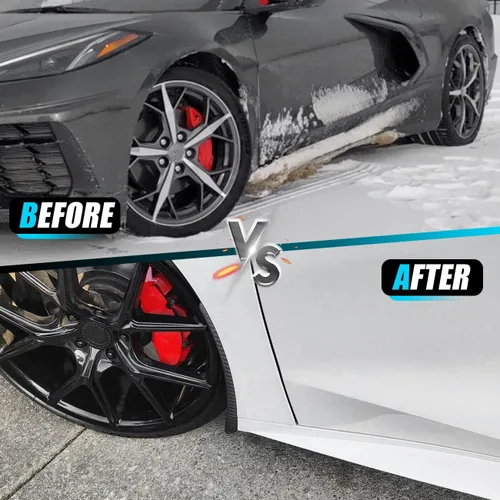 Vista 6 de 4 protectores de salpicaduras delanteros y traseros extendidos, compatibles con Chevy Corvette C8 Stingary Z51 2020-2024, ruedas de repuesto