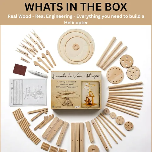 Vista 2 de Modelo de máquina voladora de Leonardo da Vinci Pathfinders, juego con modelo de madera