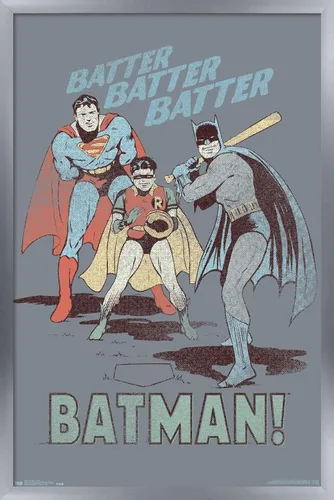 Vista 10 de Trends International DC Comics - Póster de Batman - Robin - Superman - Batter Wall Poster, 14.725 x 22.375 pulgadas, versión enmarcada de madera
