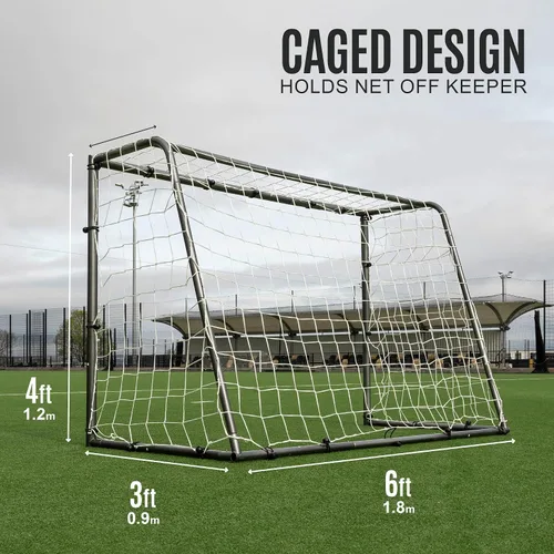 Vista 6 de QUICKPLAY GS Porterías de Fútbol - Portería de Fútbol de Acero Galvanizado Súper Duradera [5 Tamaños] Tamaños Reglamentarios, Red Profunda, Movible