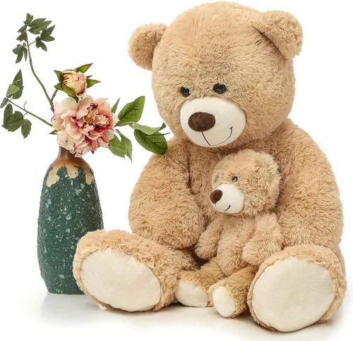 Vista 20 de MorisMos Oso de peluche gigante con corbata de 4 pies, 47 pulgadas, oso de peluche grande clásico, regalo para novia novio en cumpleaños, azul