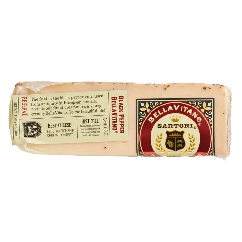 Vista 4 de Sartori Reserve Black Pepper BellaVitano Cheese Wedge, 5 onzas- 12 por caja. 12 wedges per case