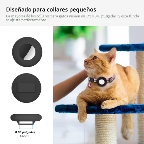 Vista 2 de SimpleThings Air-tag - Soporte para collar de gato, funda protectora de silicona para mascotas para Air-tag, paquete de 2 fundas impermeables