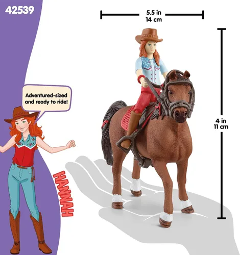Vista 6 de Schleich Horse Club - Juego de 10 piezas de Hannah y Cayenne - Juguetes de caballo y jinete para niñas y niños con accesorios de equitación - Set
