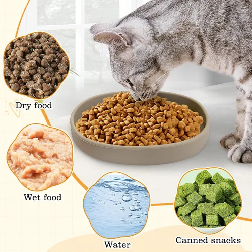 Vista 6 de BNOSDM Plato de Comida de Silicona para Perros, Cuenco Poco Profundo para Perros, Plato Plano para Gatos, 1 Paquete, Platos Pequeños para Cachorros