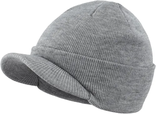Vista 70 de Home Prefer - Gorro de invierno para hombre con visera, cálida y doble punto.