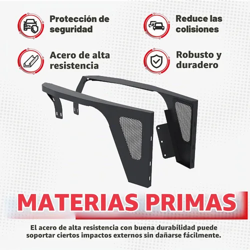 Vista 6 de ECOTRIC Protector de parachoques delantero compatible con Jeep Wrangler YJ 1987-1996, guardabarros con luces LED de águila con inserto de malla