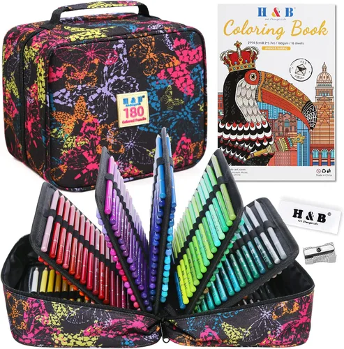 Vista 10 de H & B Juego de 72 lápices de colores para adultos con libro para colorear