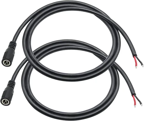 Vista 9 de Cable de alimentación de 12 V CC, 1.6 ft/1.65 pies de CC de 0.217 in x 0.083 in, enchufe macho a cable desnudo, cable de alimentación de extremo